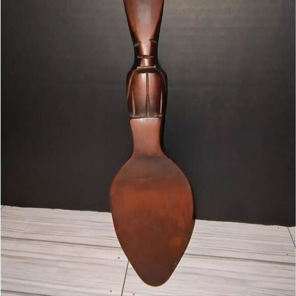 Handcarved Wood Vintage Spoon Wall Hanging Home Decor Tiki Man Face 12”in - Picture 3 of 8